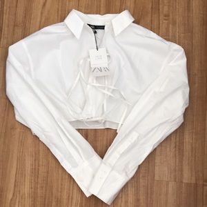 Zara Crop Top White Shirt